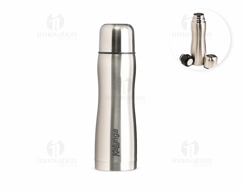 Garrafa térmica de aço inoxidável 500ml com design elegante e moderno. A garrafa possui um bocal para servir líquidos, com formato curvo e pontiagudo. Feita de material de alta qualidade, a garrafa mantém a bebida quente ou fria por um longo período de tempo. Perfeita para uso em casa, no restaurante, em festas ou em viagens.