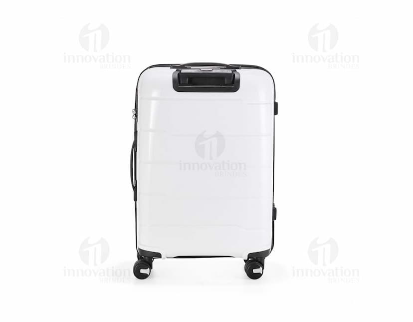 Compressor de ar metálico em 3D, com bolsa e dispositivo mecânico. Possui válvula cromada, botão de símbolo e ícone, em um conjunto roxo vibrante. O design é simples e moderno, com borda brilhante, em formato quadrado. Ideal para armazenar e transportar energia e ferramentas.