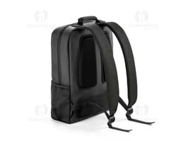 Mochila para notebook preta de couro, moderna e elegante, com compartimento para notebook, organizador interno, alças