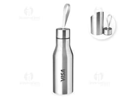 Garrafa de Inox de 500ml transparente, vazia e com tampa. Ideal para armazenar líquidos, como água, sucos ou bebidas