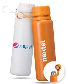 Garrafa Térmica de 800ml em aço inoxidável, com tampa de rosca e alça ergonômica. Cor cinza metálico.