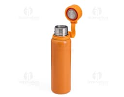Garrafa Térmica de 800ml em aço inoxidável, com tampa de rosca e alça ergonômica. Cor cinza metálico.