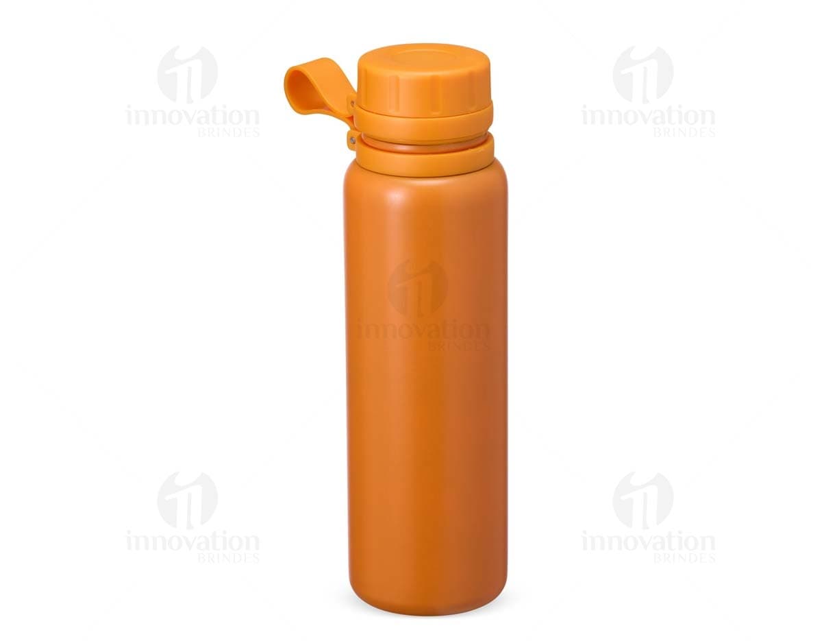 Garrafa Térmica de 800ml em aço inoxidável, com tampa de rosca e alça ergonômica. Cor cinza metálico.