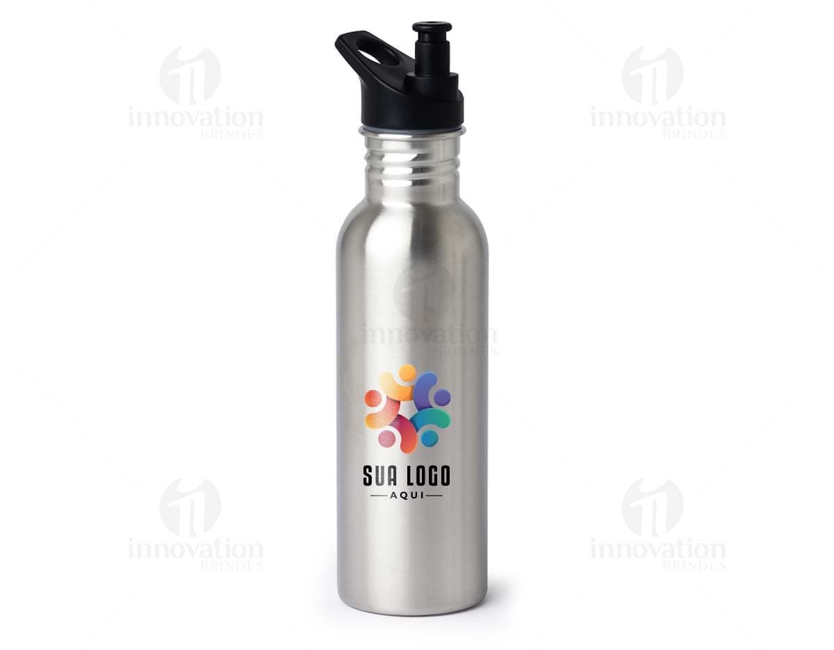 Squeeze Inox 700ml em fundo branco, com tampa de rosca e design elegante.