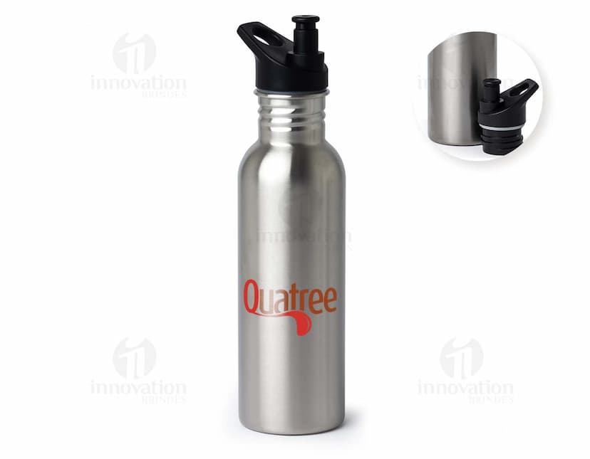 Squeeze Inox 700ml em fundo branco, com tampa de rosca e design elegante.