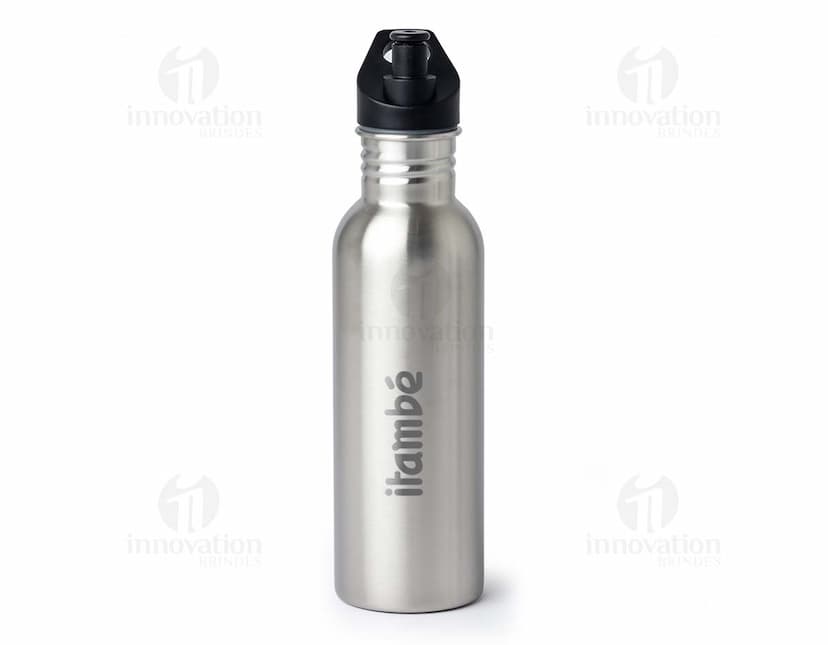 Squeeze Inox 700ml em fundo branco, com tampa de rosca e design elegante.