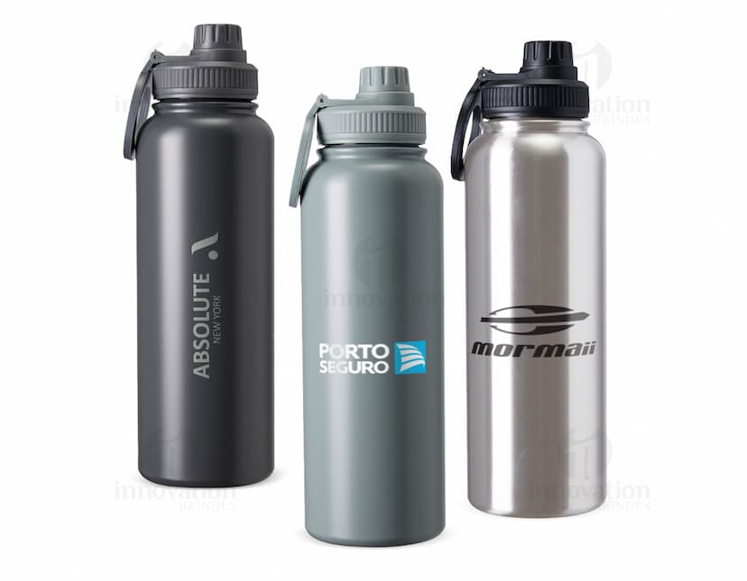 Garrafa Térmica Inox 1,2L - Uma garrafa térmica em aço inoxidável com capacidade para 1,2 litros.