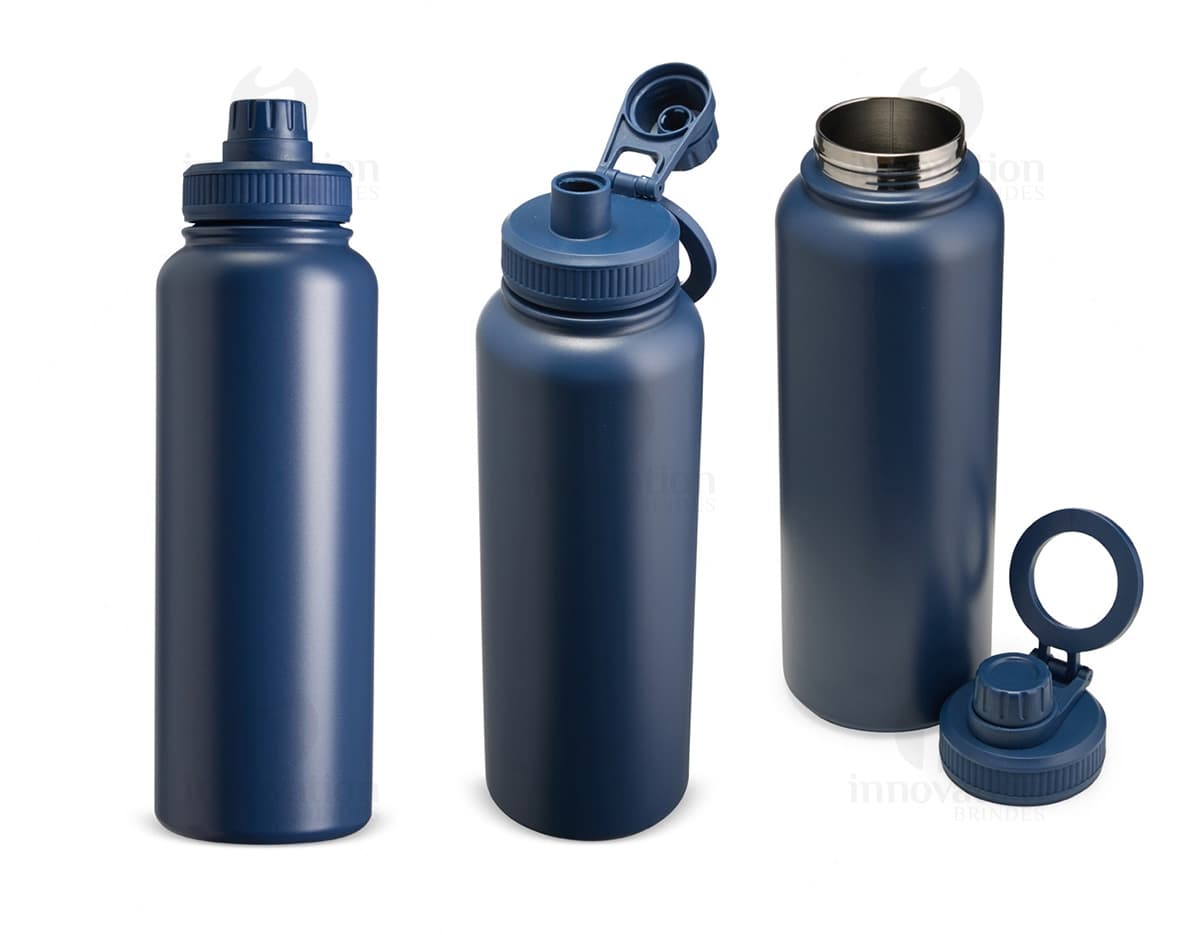 Garrafa Térmica Inox 1,2L - Uma garrafa térmica em aço inoxidável com capacidade para 1,2 litros.