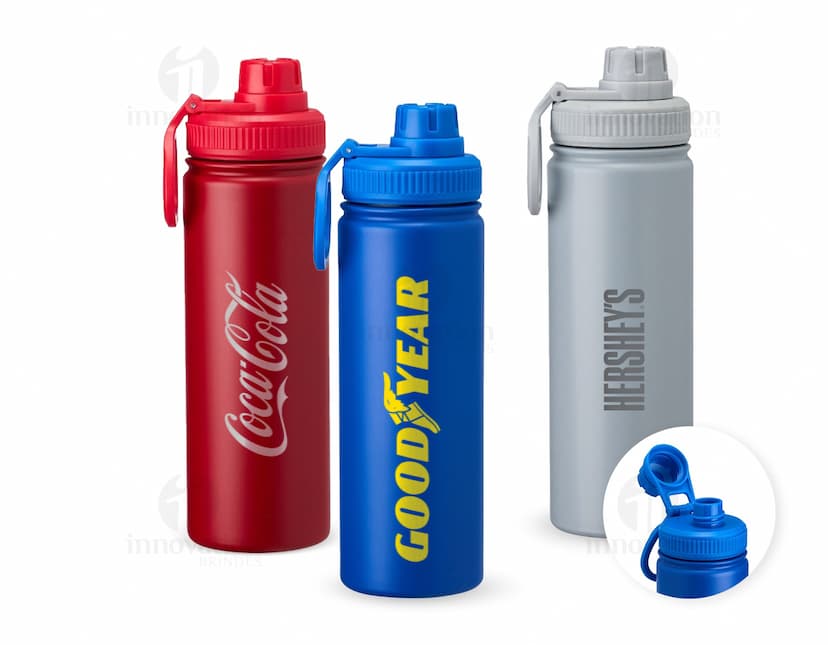 Garrafa Inox 750ml em fundo branco.