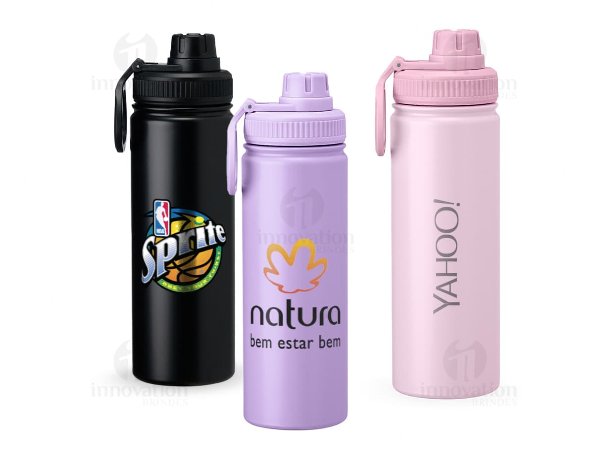 Garrafa Inox 750ml em fundo branco.