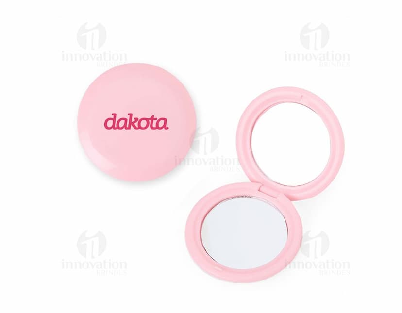 Espelho Duplo Plástico com base em plástico resistente, dobrável ao meio, ideal para maquiagem e cuidados com a pele.