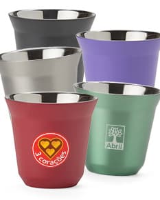 Copo Parede Dupla 80ml, feito de vidro transparente com design moderno e elegante.