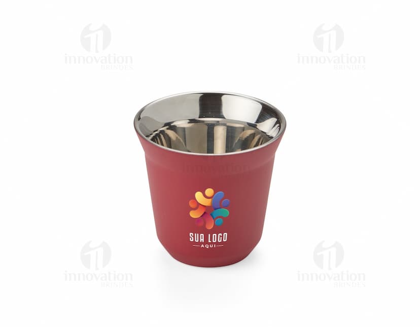 Copo Parede Dupla 80ml, feito de vidro transparente com design moderno e elegante.