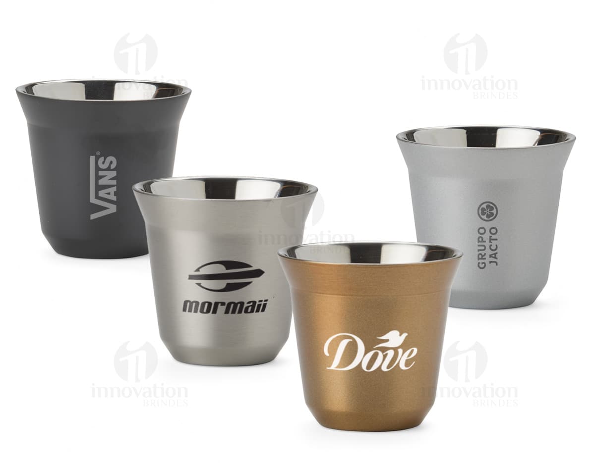 Copo Parede Dupla 80ml, feito de vidro transparente com design moderno e elegante.