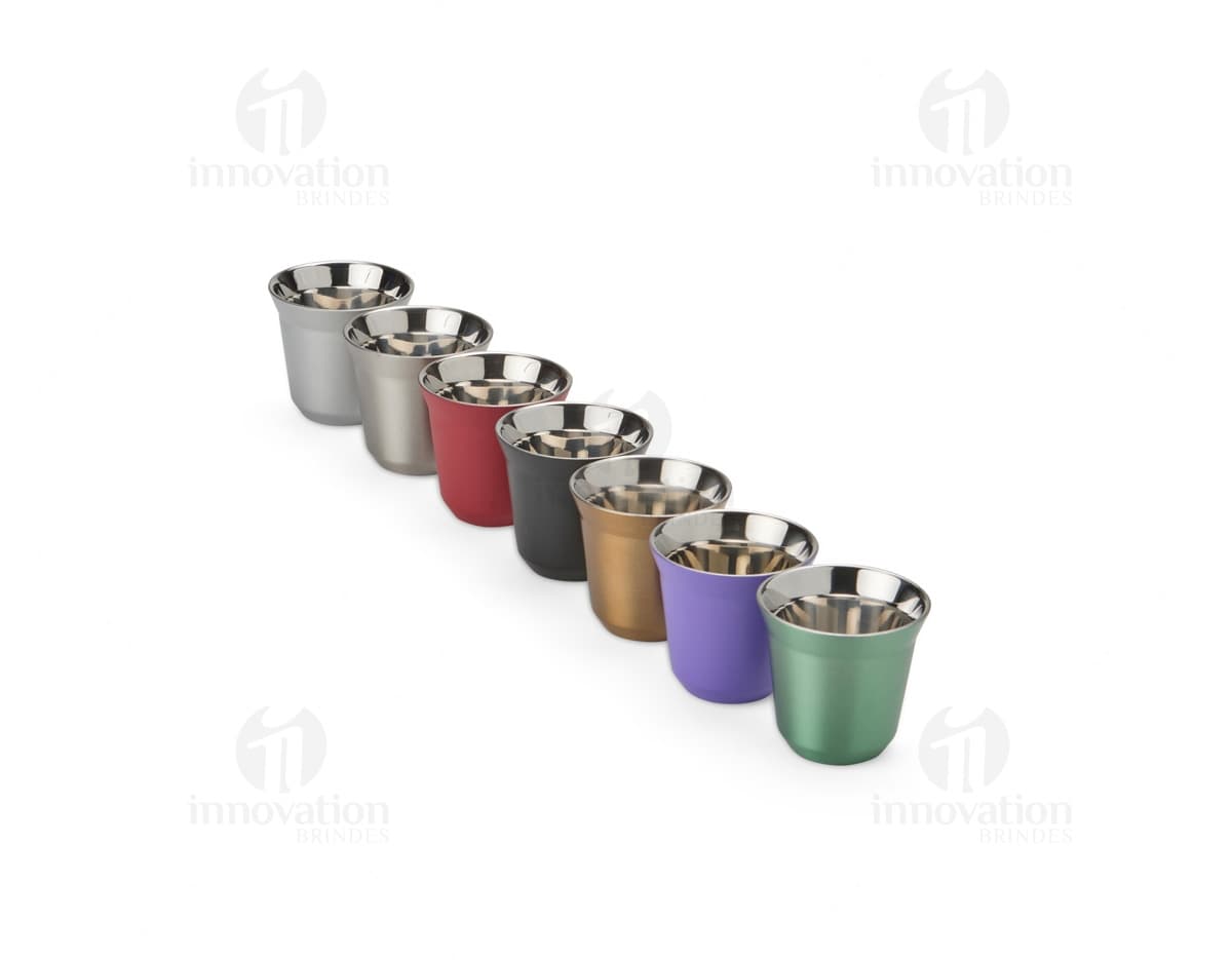 Copo Parede Dupla 80ml, feito de vidro transparente com design moderno e elegante.