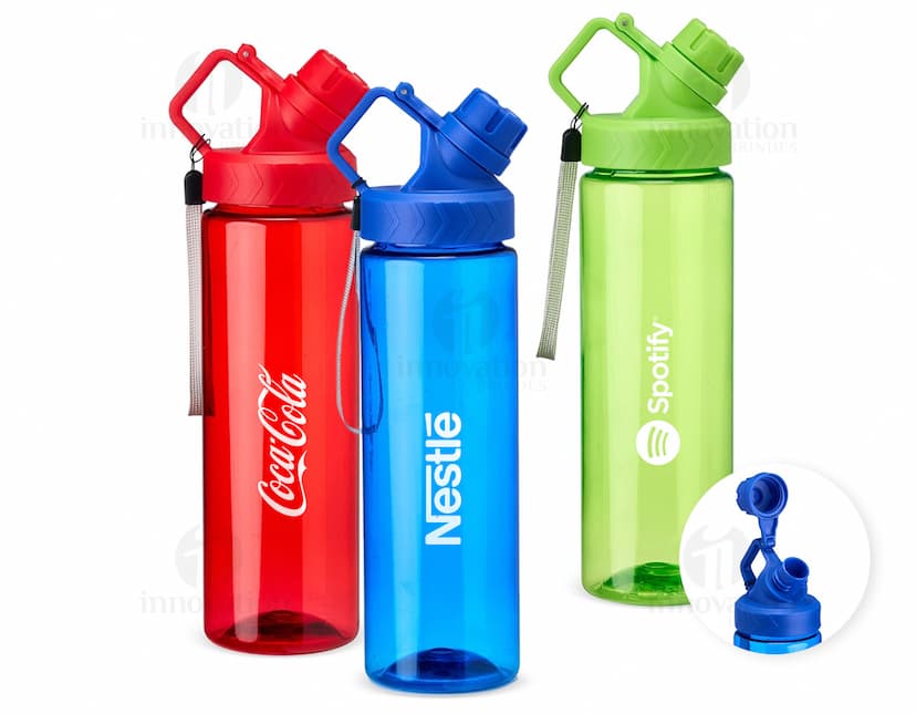 Squeeze Plástico 700ml de cor azul com tampa rosqueável.