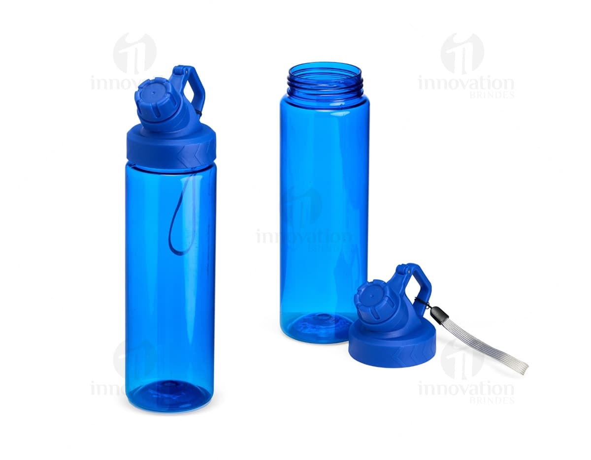 Squeeze Plástico 700ml de cor azul com tampa rosqueável.