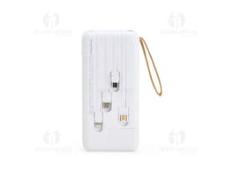 Power Bank 20.000mAh preto com indicador de carga LED e duas portas USB para carregamento rápido.