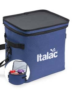 Bolsa térmica na cor azul de 15 litros de capacidade.