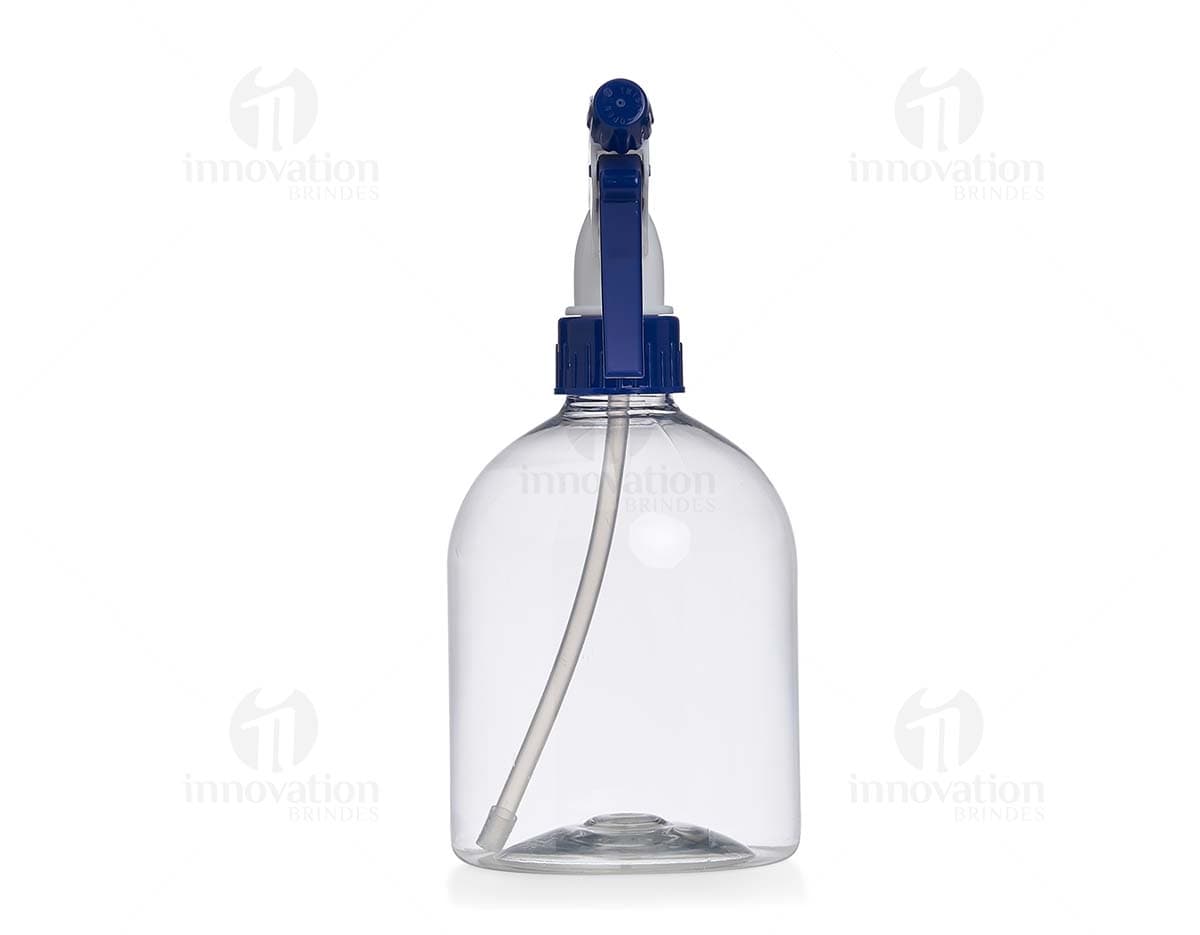 Frasco plástico de 500ml transparente com tampa rosqueável.