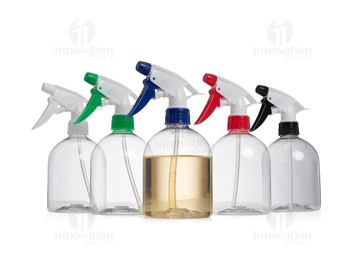 Frasco plástico de 500ml transparente com tampa rosqueável.