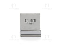 Suporte de metal para celular com design moderno e elegante. Ideal para manter o celular seguro e em uma posição prática