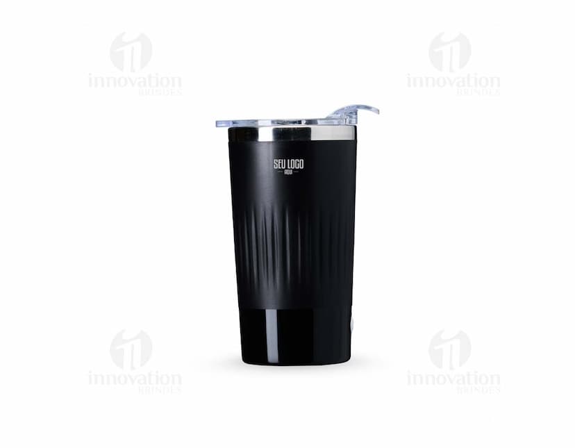 Copo transparente de 450ml com misturador embutido.