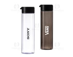 Transparent 700ml Plastic Water Bottle with a white lid and black details.