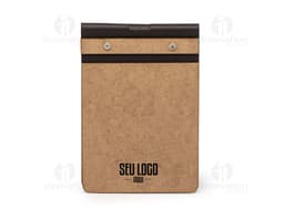 Bloco de anotações ecológico com papel em branco, textura vintage castanha e design retro. Ideal para escrever mensagens