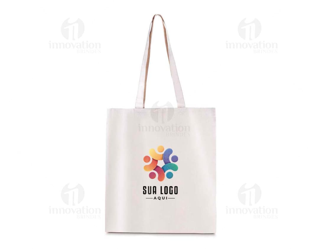 Bolsa de algodón 220g/m² marrón con asa de cuero, cierre de cremallera y detalles en metal negro. Ideal para compras en el