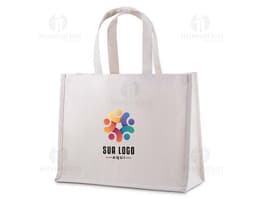 Uma sacola de algodão segura e protegida, com fechaduras, cadeados e metais para garantir a segurança de suas compras. Ideal