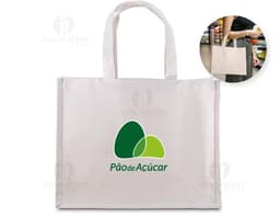 Uma sacola de algodão segura e protegida, com fechaduras, cadeados e metais para garantir a segurança de suas compras. Ideal