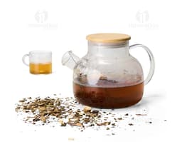 Chaleira de vidro com capacidade para 1 litro, ideal para preparar chá ou café. Fabricada com material transparente e