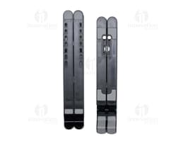 Suporte retrátil para notebook em metal prateado, design industrial e tecnológico. Inclui suporte, assento, Equipamento