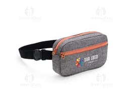 Pochete Oxford preta feita de couro com diversos compartimentos, fivelas e fechos. Ideal para guardar dispositivos