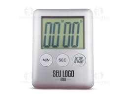 Cronómetro Timer de cor preta sobre fundo branco, mostrando os números em destaque.