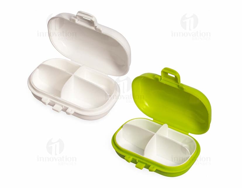 Porta-Comprimidos Plástico em cores sortidas, com divisórias para cada dia da semana e indicador de hora.