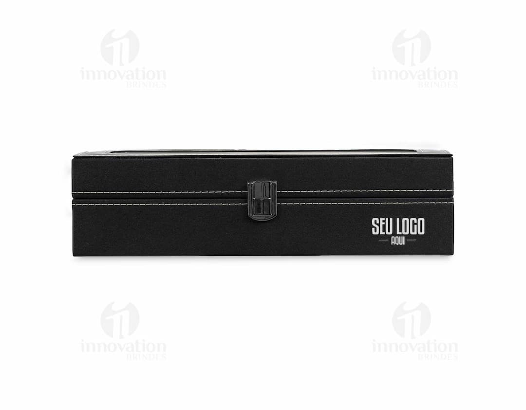 Porta-Relógios com design moderno e elegante, feito de madeira de alta qualidade e com capacidade para armazenar até 6 relógios.