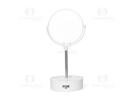 Tabletop Plastic Mirror in white with rounded edges.