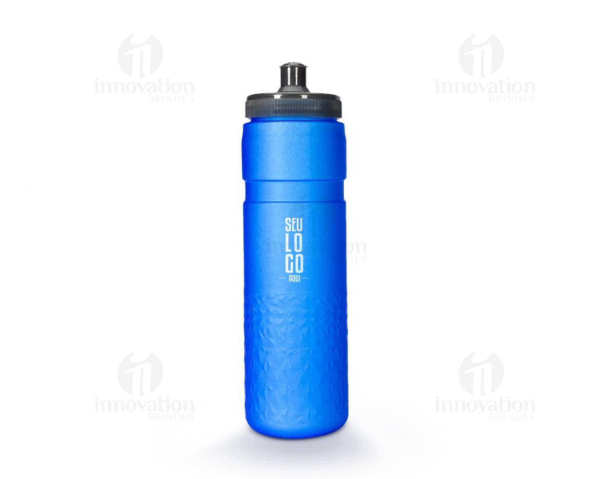 Squeeze Plástico 500ml en color azul, con tapa roscada y diseño moderno.