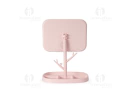 White Plastic Table Mirror with a plastic base and medium size.