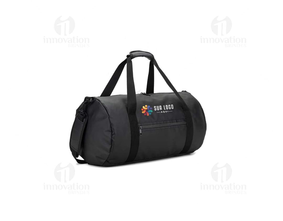 OSASCO SPORT Bolsa deportiva en formato cilíndrico en poliéster reciclado 600D de alta densidad con compartimento lateral