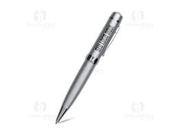 Caneta pen drive 4GB preta com design discreto e elegante.