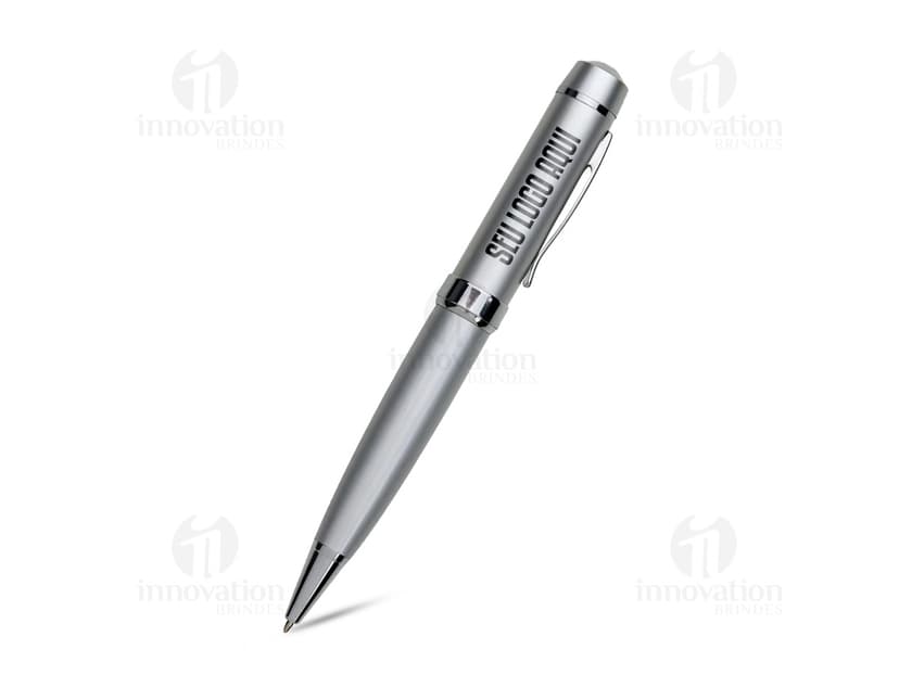 Caneta pen drive 4GB preta com design discreto e elegante.