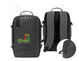 CIES Backpack designed to meet the dimensions required by airlines, made of high-density recycled 600D polyester with a