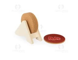 PLYCORK Porta vasos de contrachapado con 6 bases para vasos de corcho