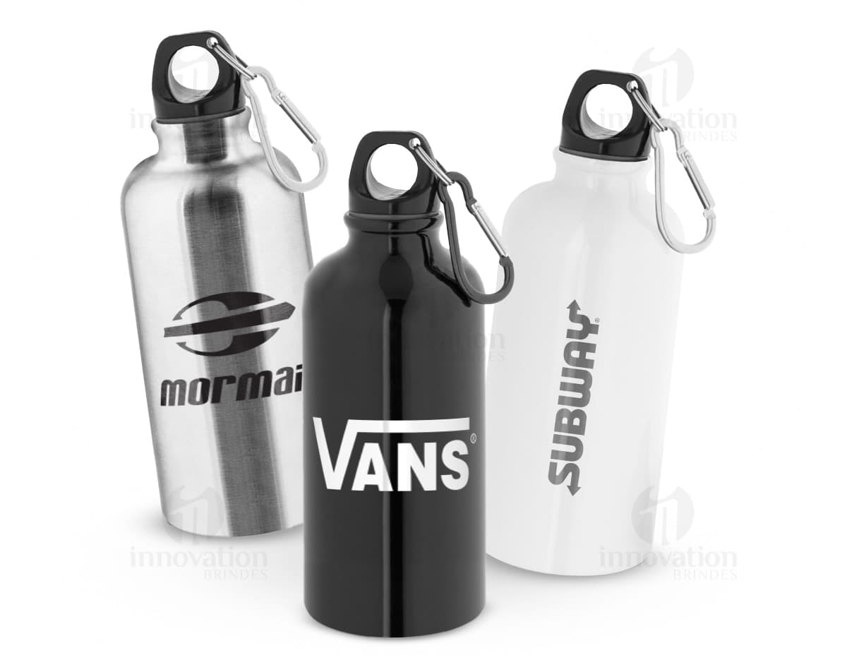 KARSTEN M Squeeze deportiva en acero inoxidable de pared simple y acabado brillante con mosquetón 560 mL