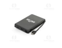 LATTES Portable battery made of 100% recycled ABS with integrated cable and a capacity of 10,000 mAh