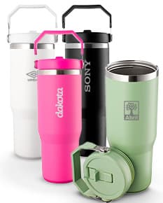 Copo térmico de 800ml em aço inoxidável preto com tampa de rosca e alça.