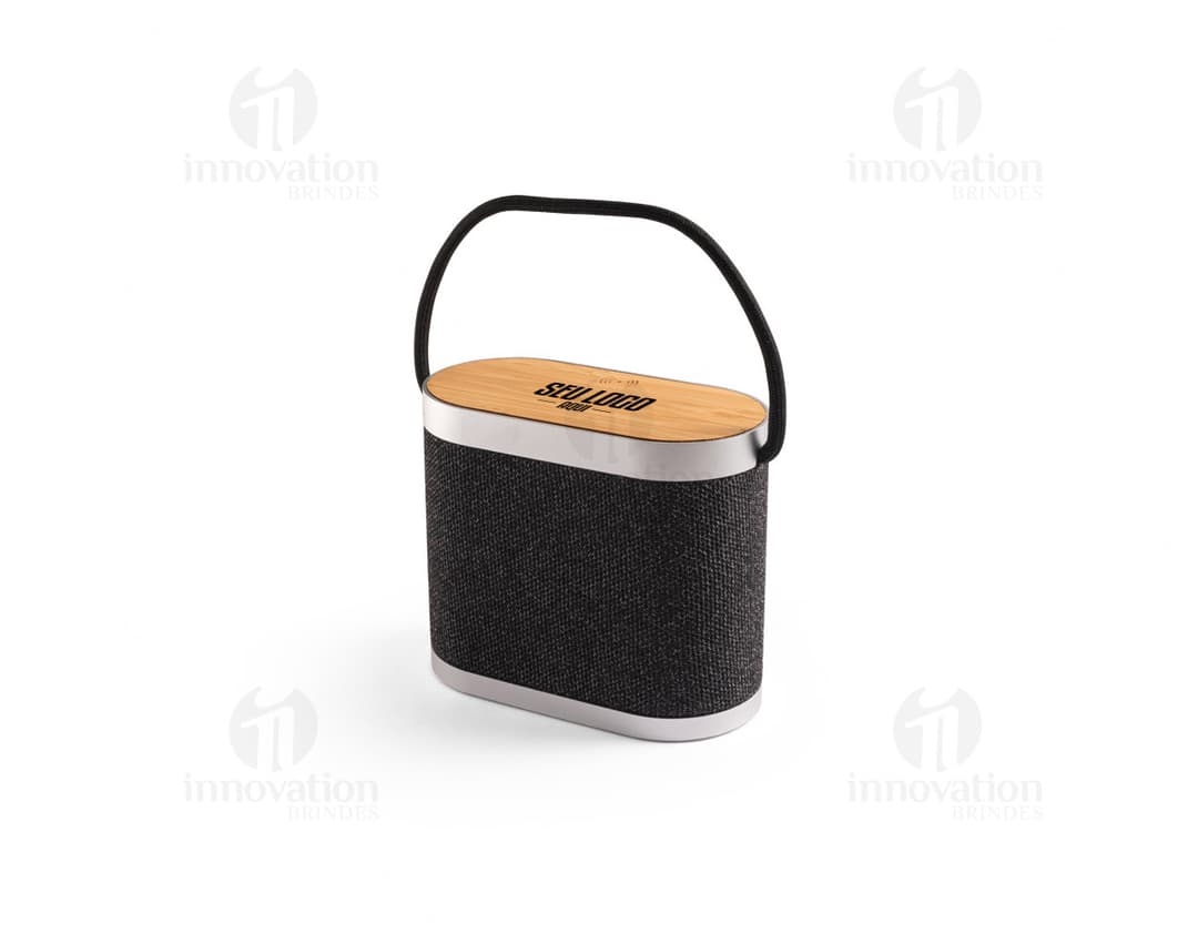 GUETTA Caixa de som de 15W com carregador wireless superrápido 15W e 2h de autonomia em bambu e PET 100 reciclado